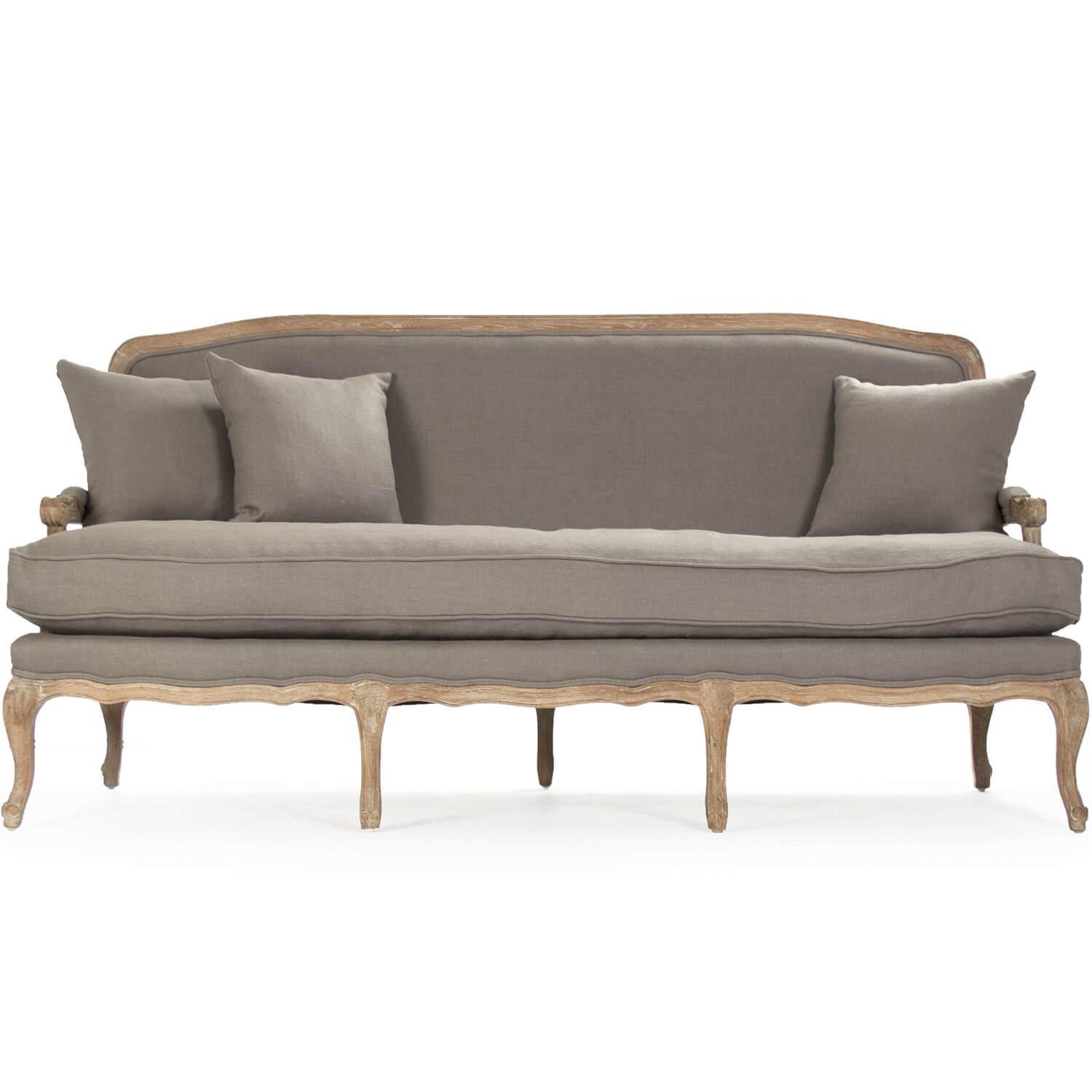 French Gray Linen Sofa - Belle Escape