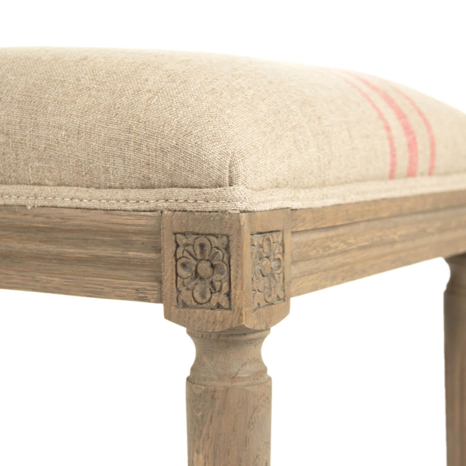 French Louis Red Striped Bench - Belle Escape