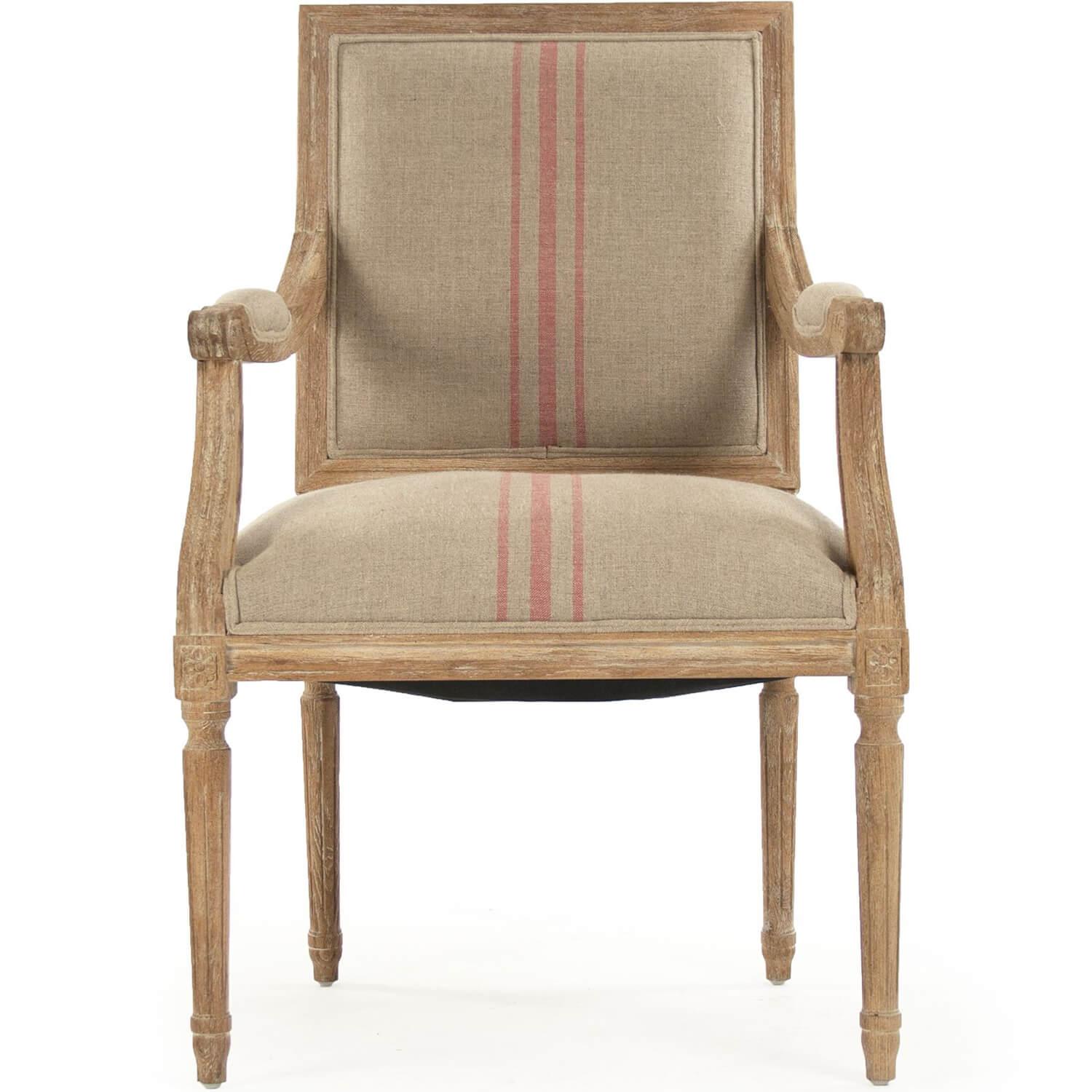 French Louis Red Striped Dining Chairs - Belle Escape