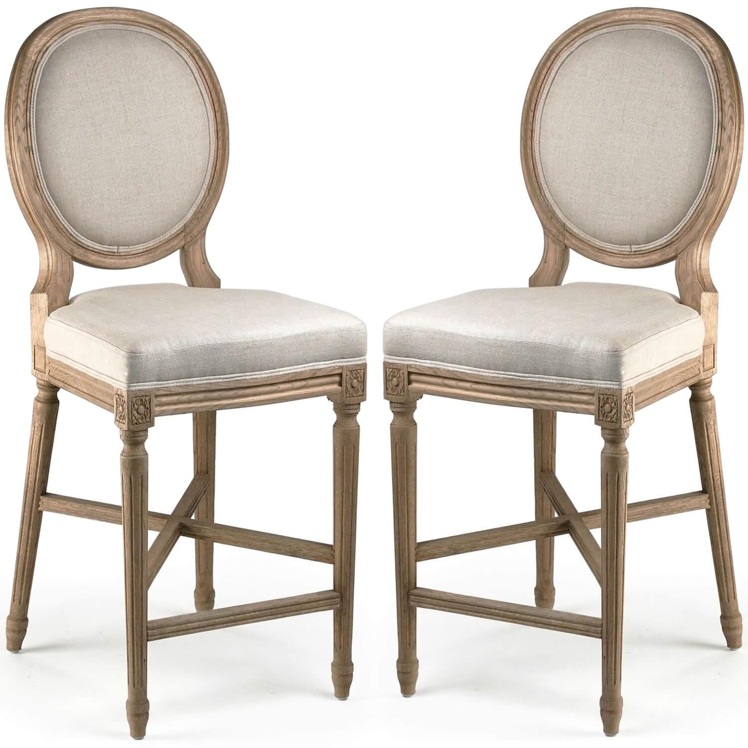 French Medallion Counter Stools - Pair - Belle Escape