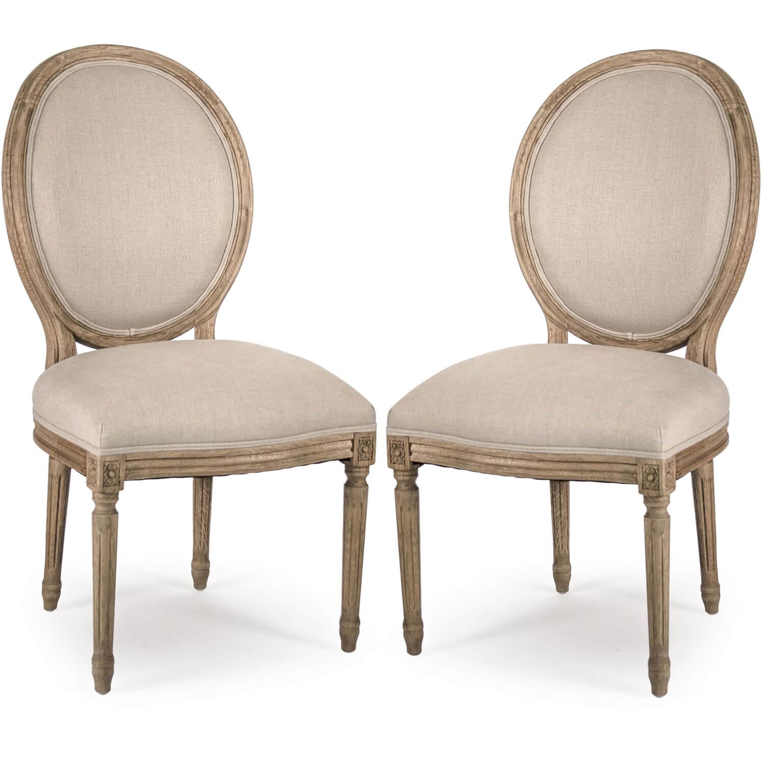 French Medallion Round Back Side Chairs - Pair - Belle Escape