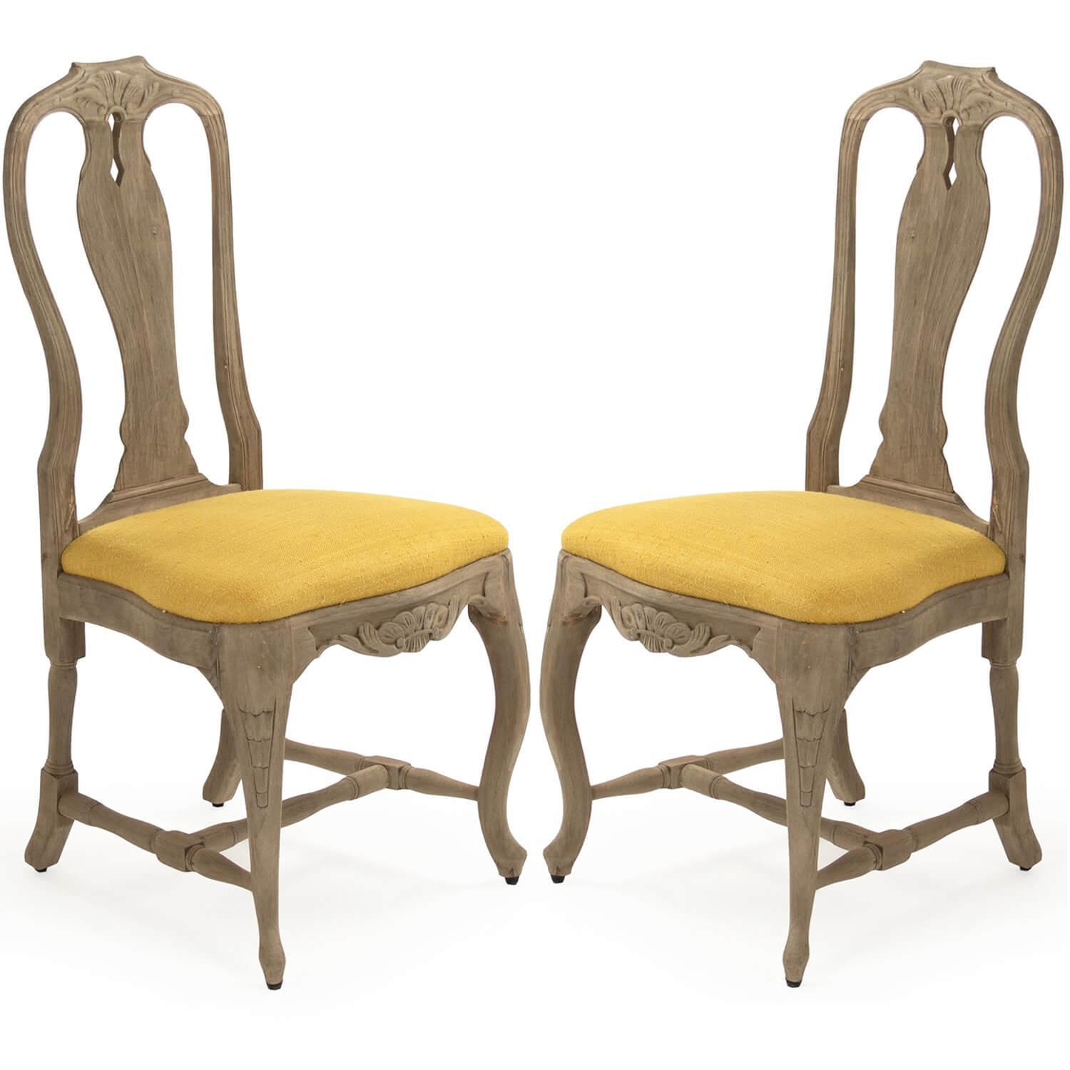 French Provence Yellow Seat Side Chairs - Belle Escape