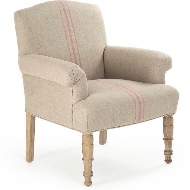 French Red Striped Club Chair - Belle Escape
