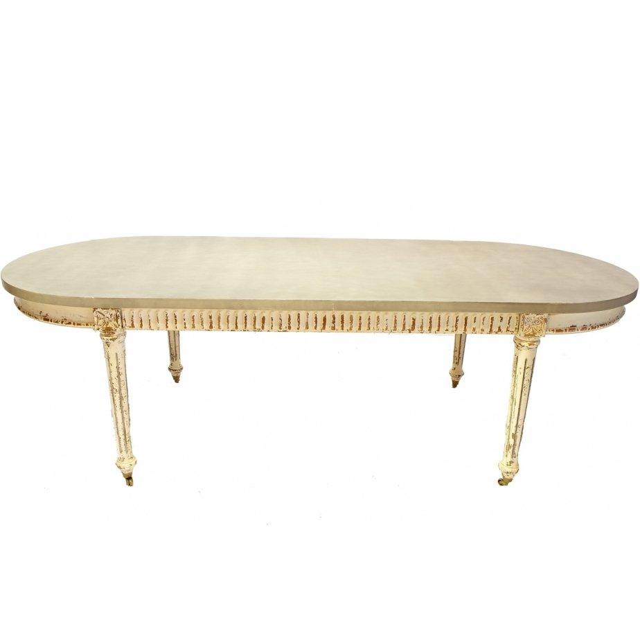 French Shabby Chic Oval Dining Table - Belle Escape