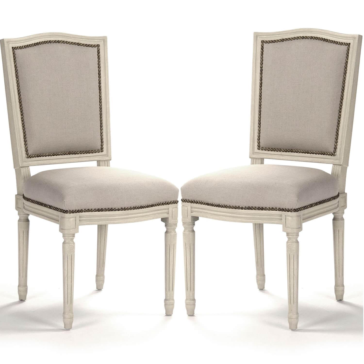 French Shabby Side Nail Studded Chairs - Belle Escape