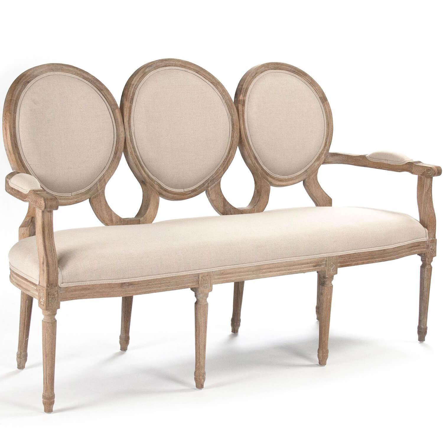 French Triple Back Medallion Settee - Belle Escape