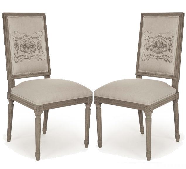 French Wine Label Louis Natural Side Chairs - Belle Escape