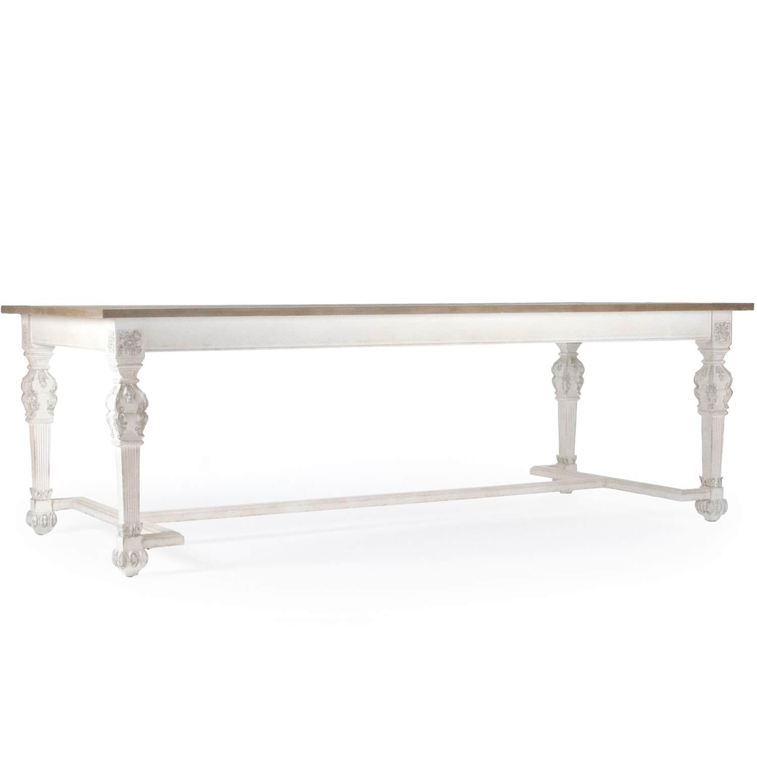 French Wood Top White Dining Table - Belle Escape