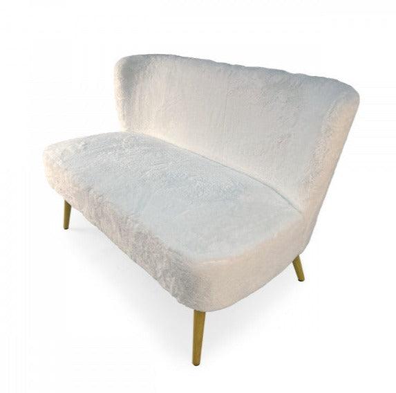 Moda White Faux Fur Settee