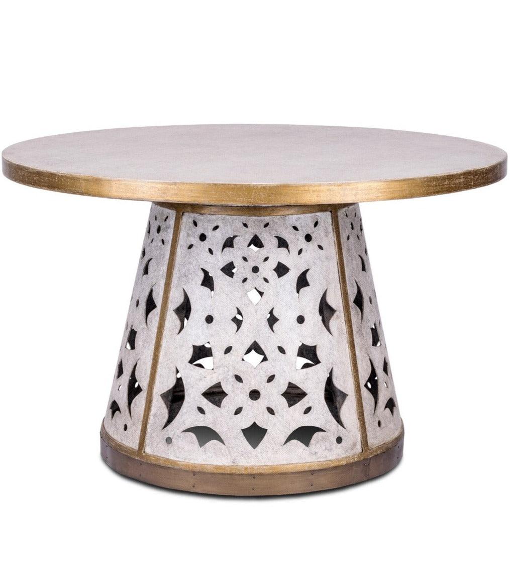 Gilded Round Base Dining Table - Belle Escape