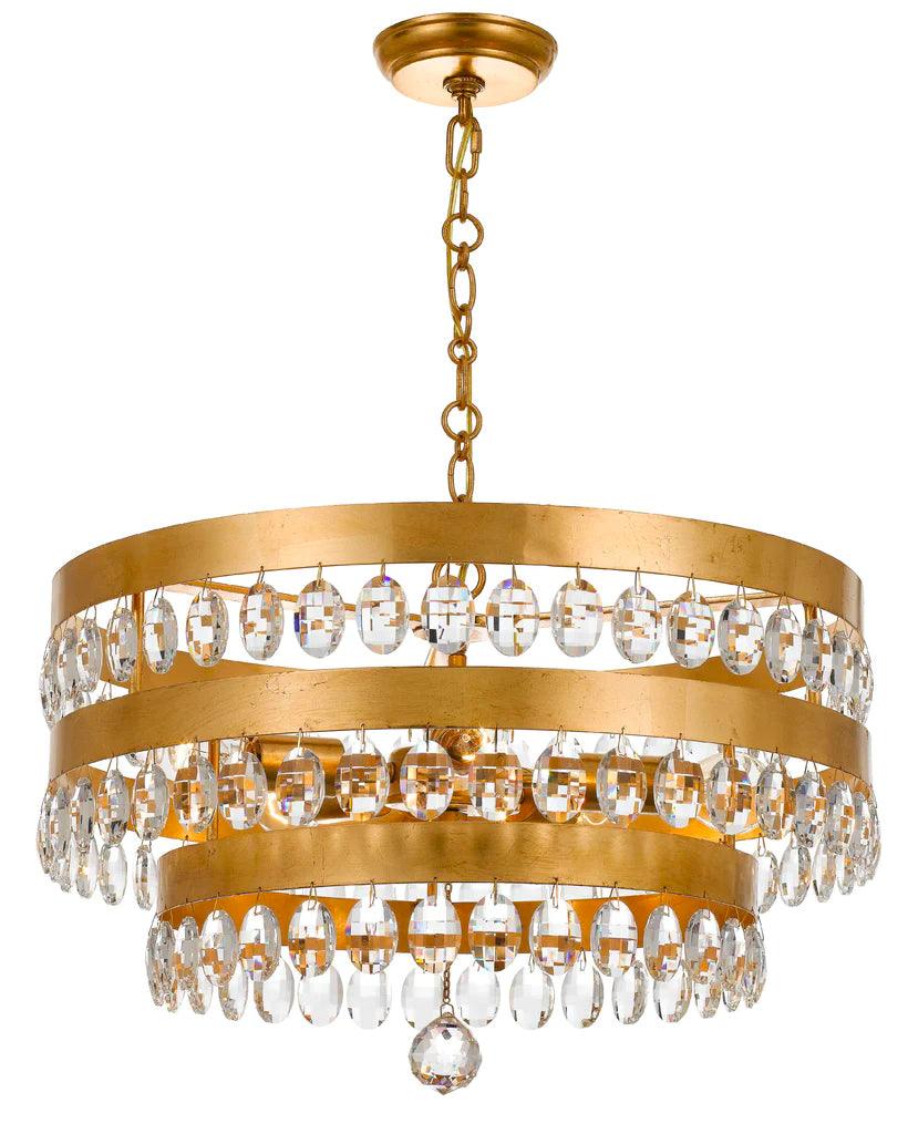 Gold Cylindrical Glass Drop Chandelier - Belle Escape