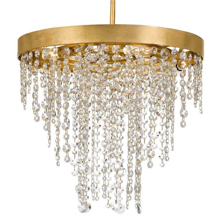 Gold Round Crystal Rainfall Chandelier - Belle Escape