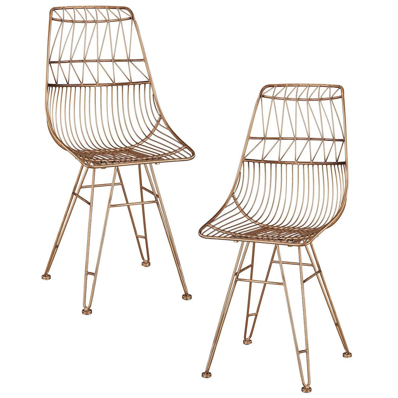 Gold Woven Metal Jette Chairs - Set of 2 - Belle Escape