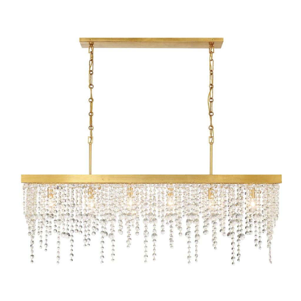 Gold Crystal Rainfall Long Island Chandelier