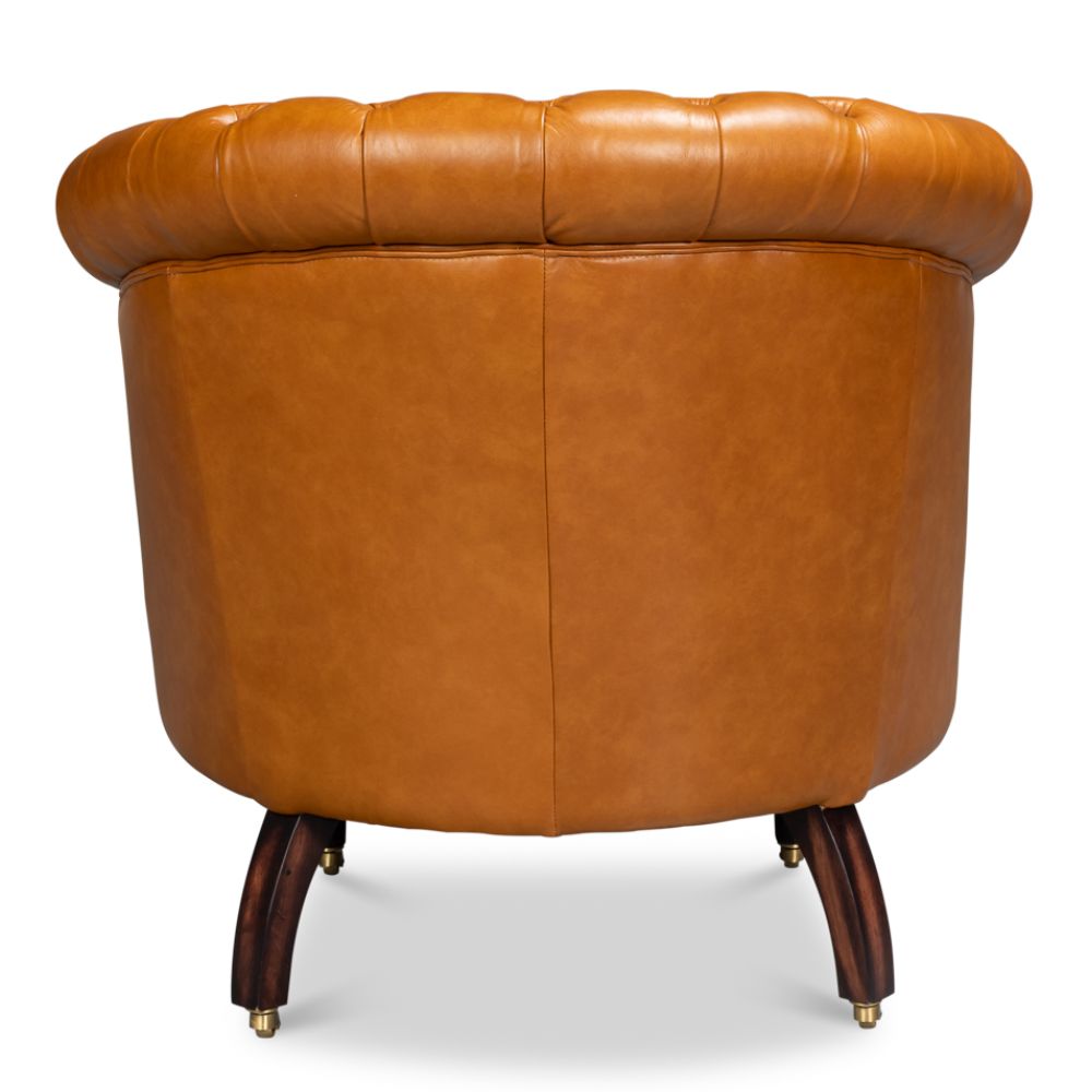 Golden Brown Chesterfield Barrel Leather Chair