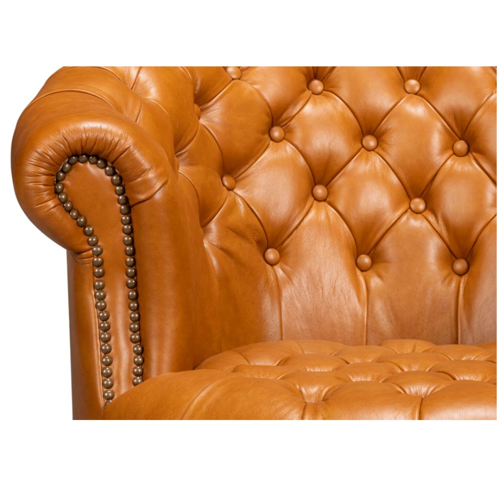 Golden Brown Chesterfield Barrel Leather Chair