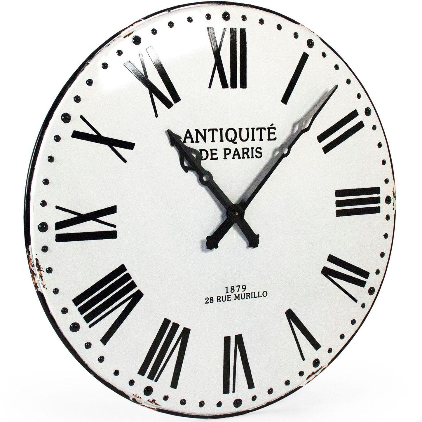 Grand Parisian Blanc et Noir Wall Clock - Belle Escape