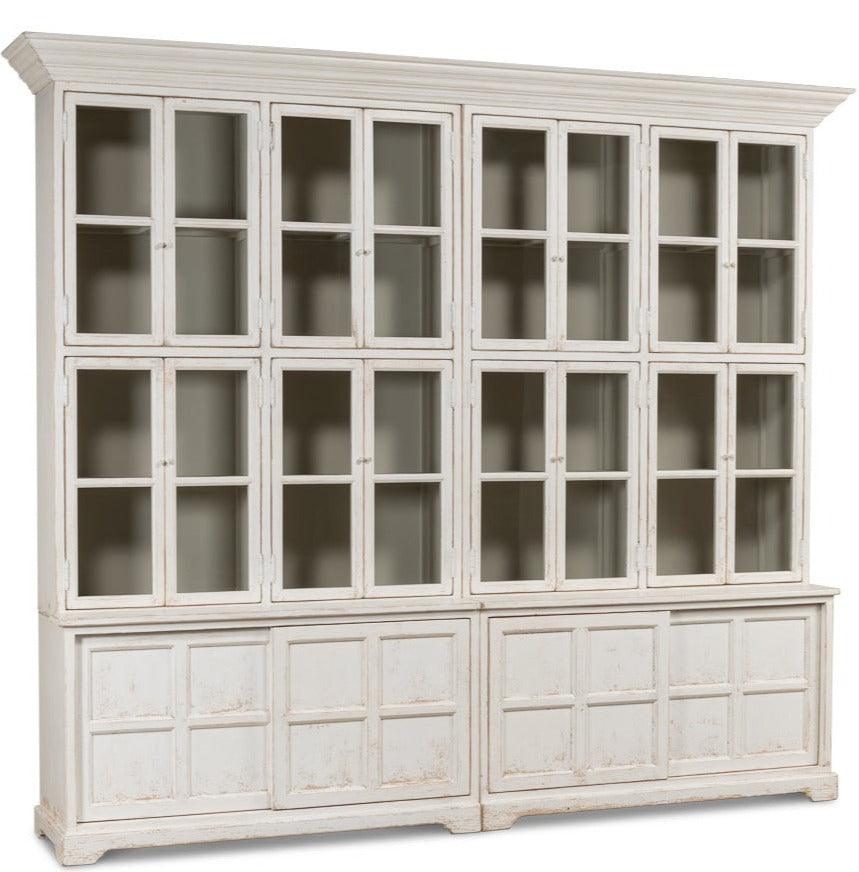 Grand Shabby Chic Glass Front Cabinet - Belle Escape