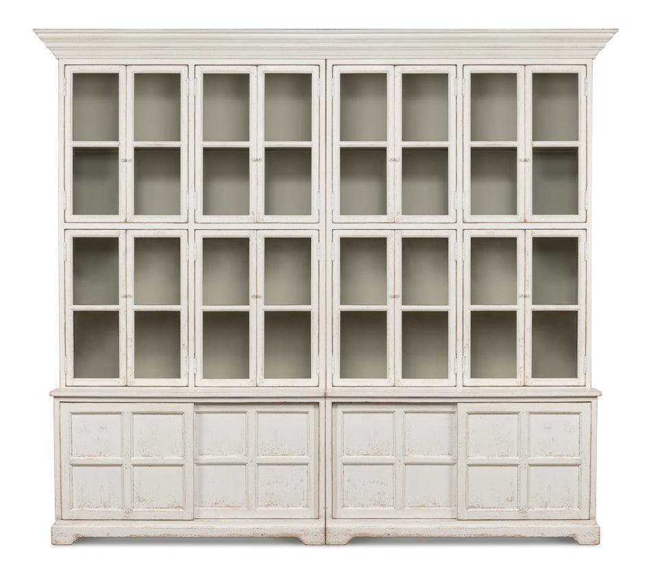 Grand Shabby Chic Glass Front Cabinet - Belle Escape