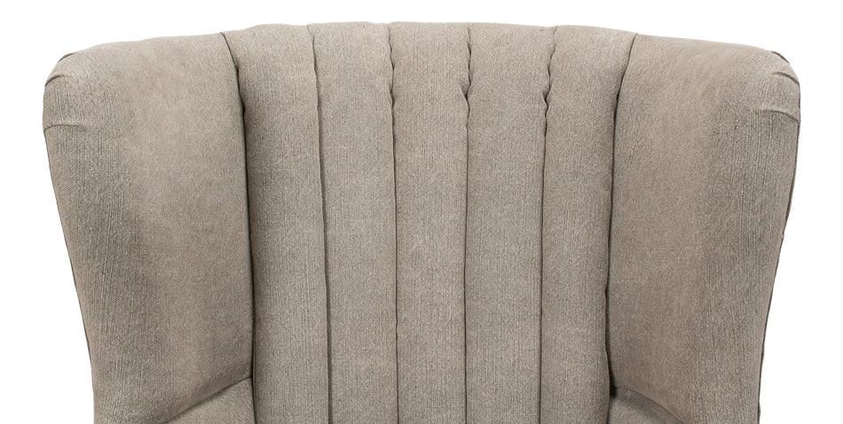 Gray Deconstructed Tufted Arm Chair with Leather Seat - Belle Escape
