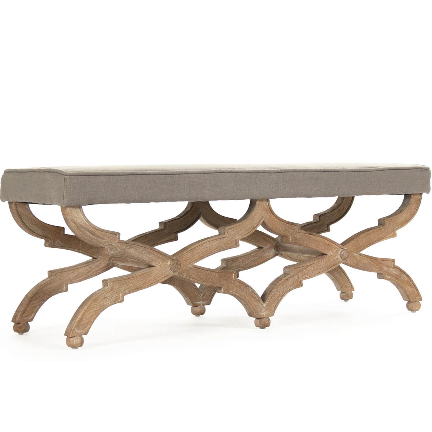 Gray Linen Crescenzo Bench - Belle Escape