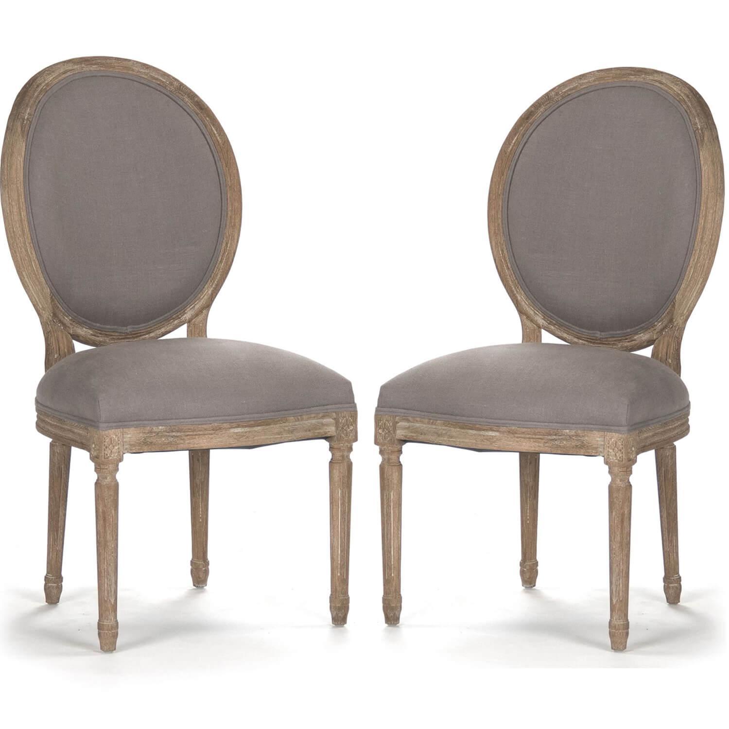 Gray Linen Medallion Side Chairs - Belle Escape