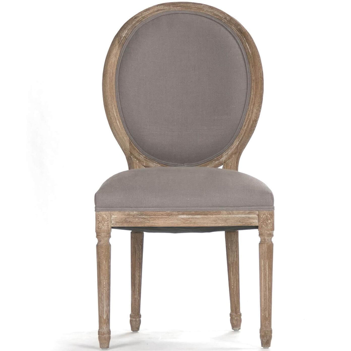Gray Linen Medallion Side Chairs