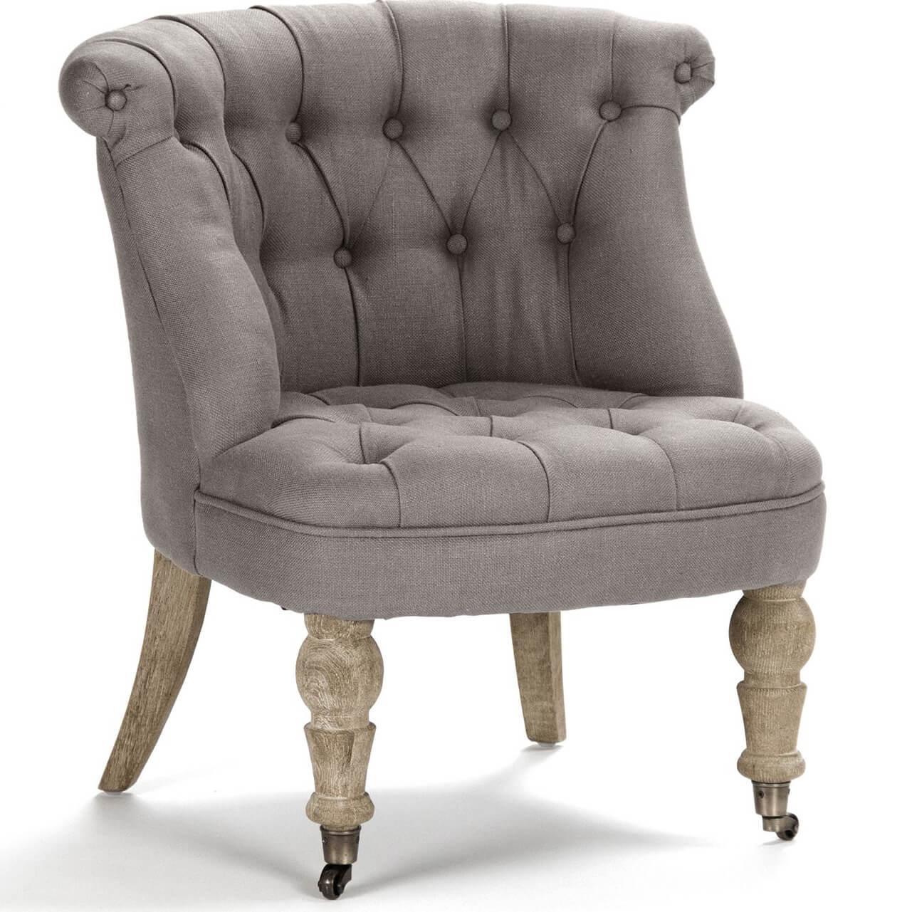 Gray Linen Vanity Chair - Belle Escape