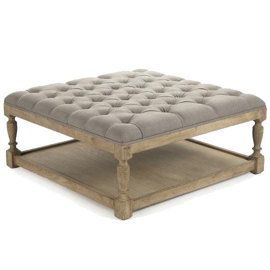 Gray Provence Square Tufted Ottoman - Belle Escape