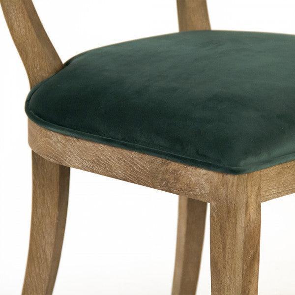 Green Velvet Curved Back Chairs - Pair - Belle Escape