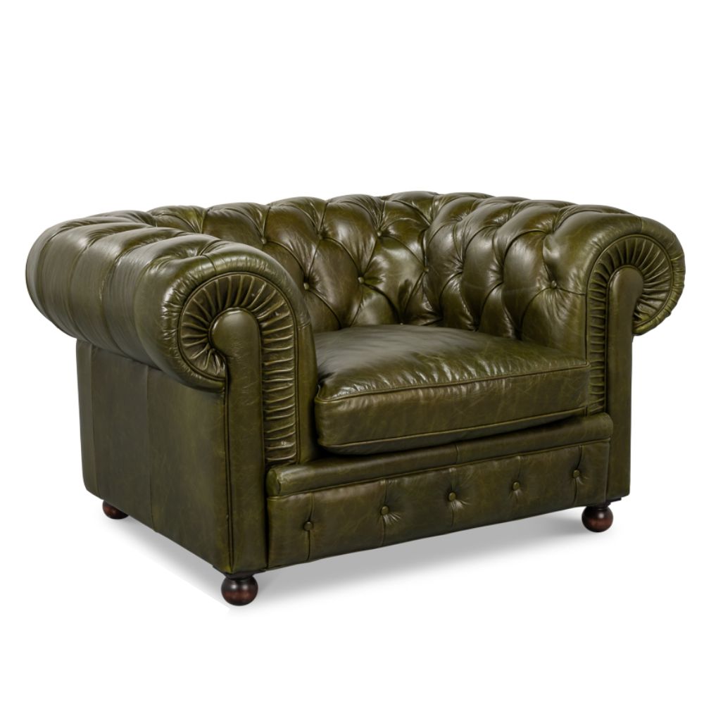 Tufted Green Chesterfield Accent Chair