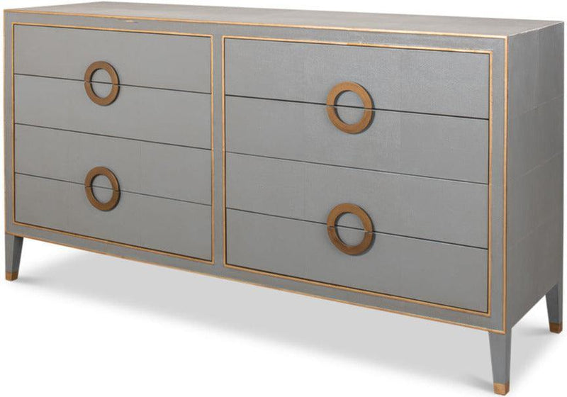 Shagreen Gold Trimmed Contemporary Glam Chest | Gray, Blue, or Green