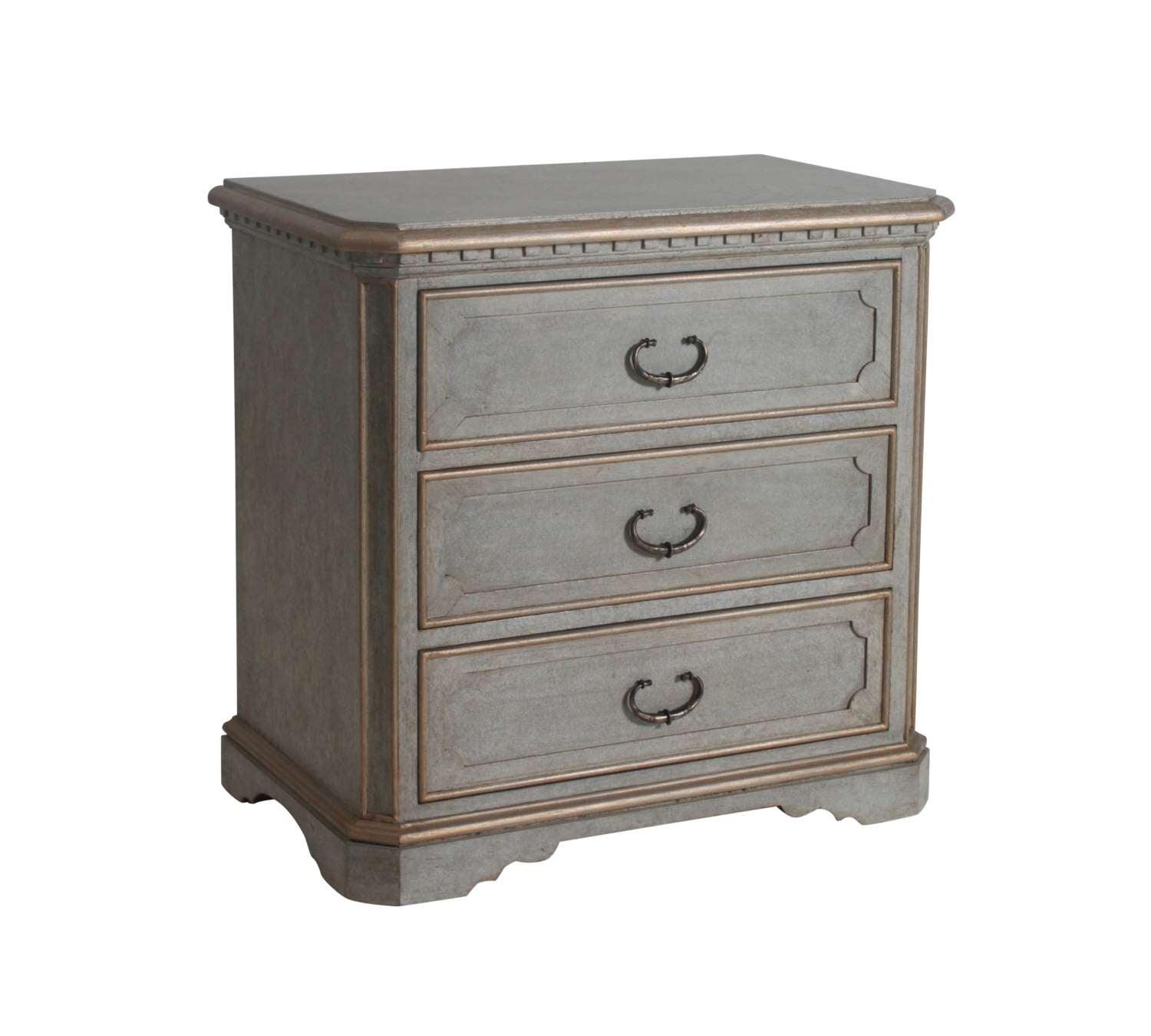 Grey Maurice 3-Drawer French Nightstand - Belle Escape