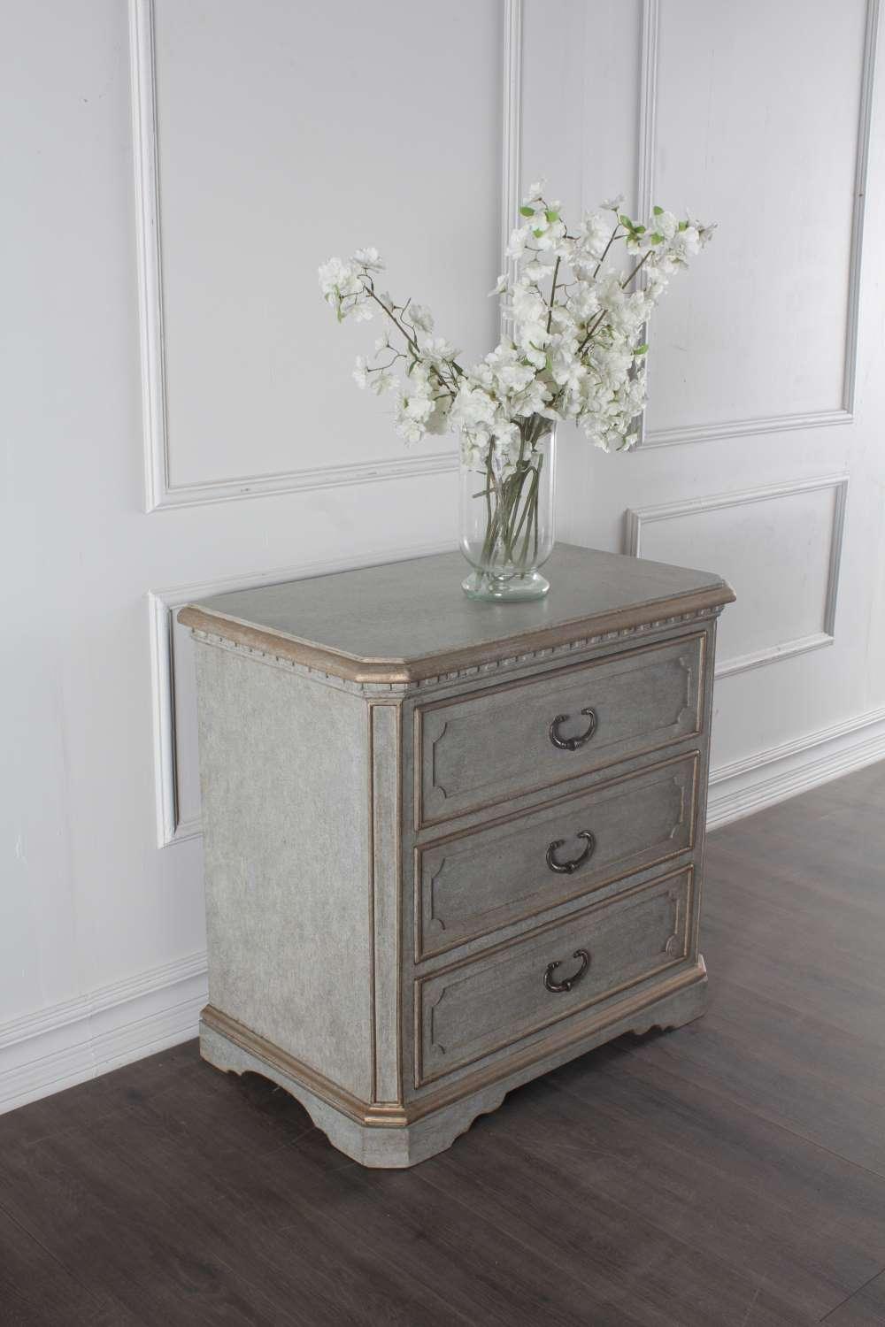 Grey Maurice 3-Drawer French Nightstand - Belle Escape
