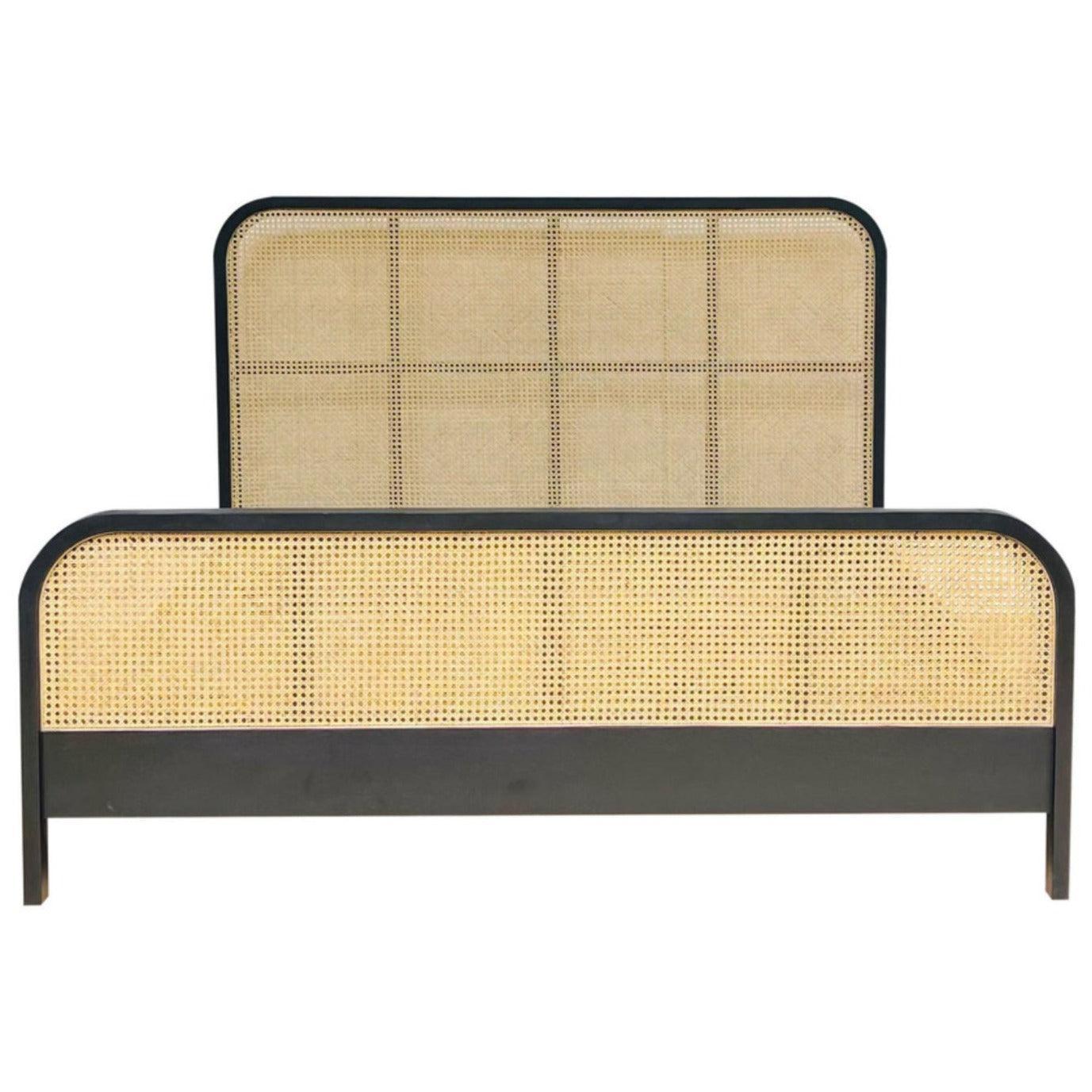 Joelle Black Trimmed Cane Bed - Belle Escape