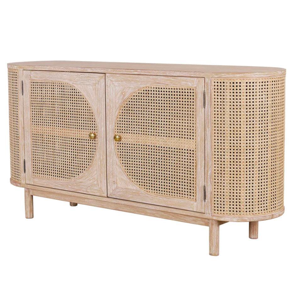 Joelle Oval Cane Door Sideboard - Belle Escape