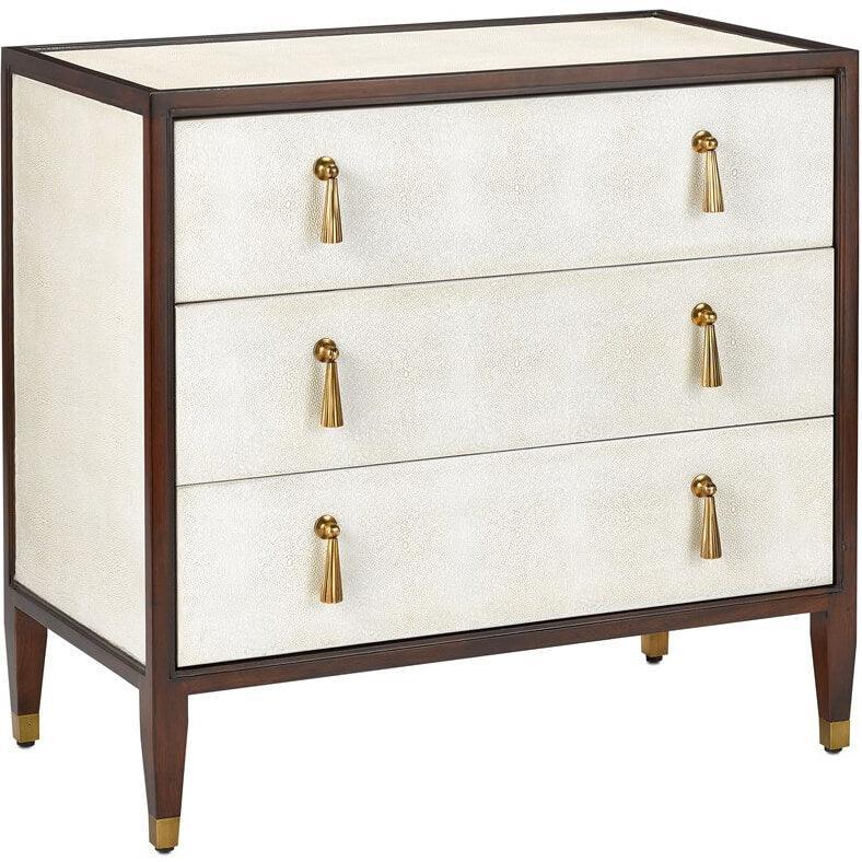 Currey & Company 3000-0141 Evie Ivory/Dark Walnut/Brass Chest