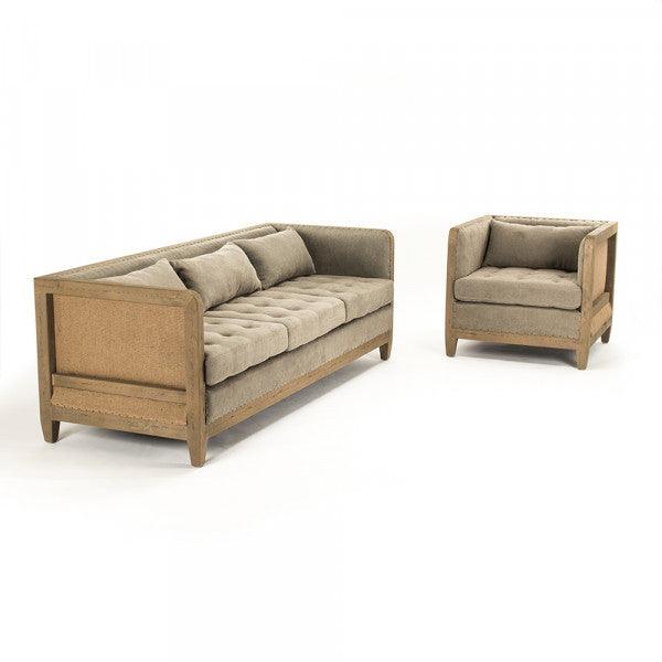 Jute French Country Deconstructed Sofa - Belle Escape