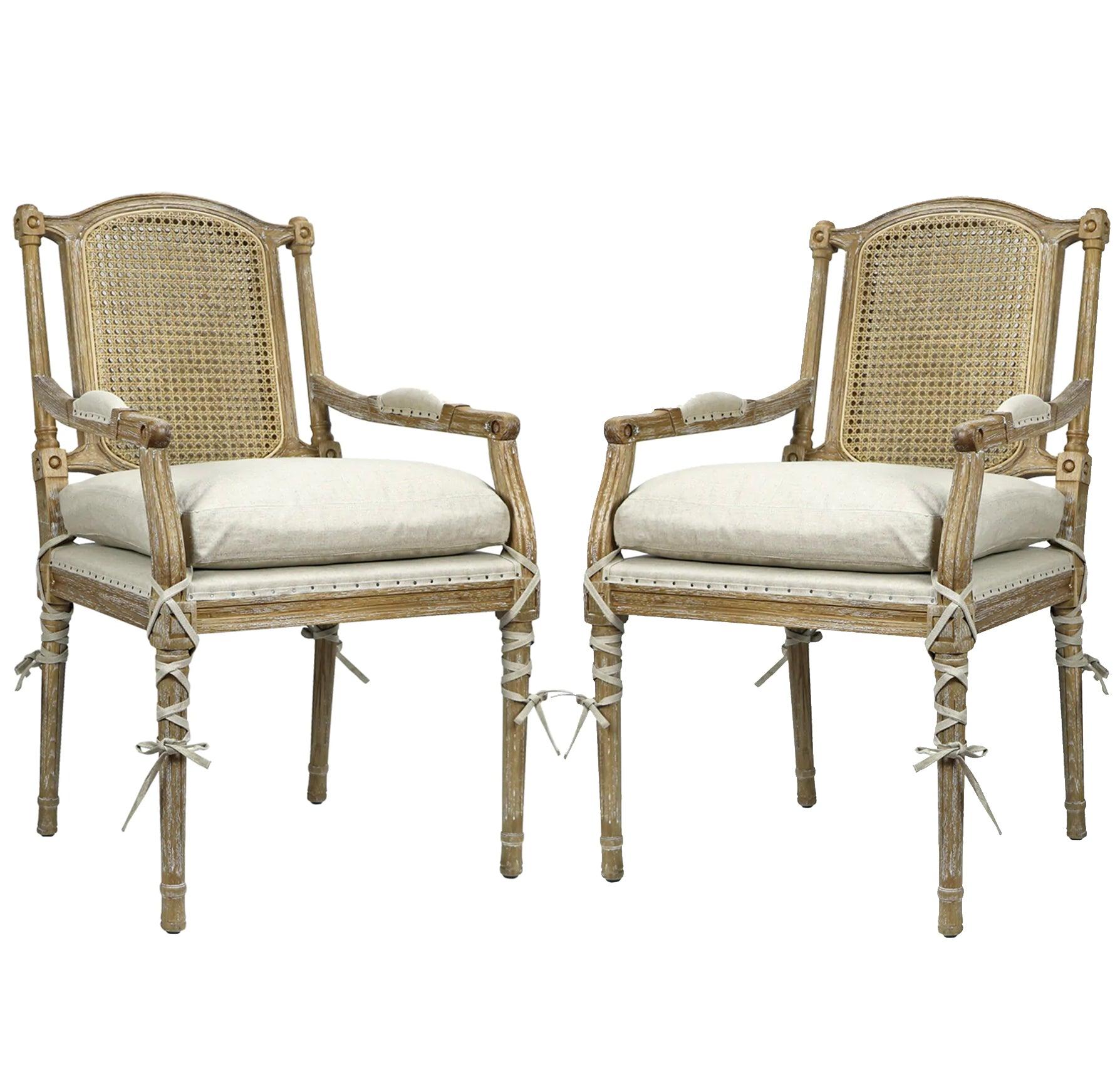 L'opera French Cane Back Armchairs - Pair - Belle Escape