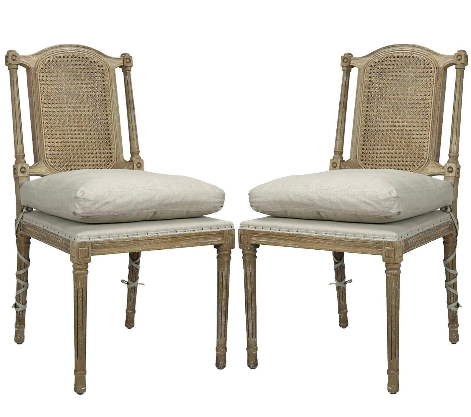 L'opera French Cane Back Side Chairs - Pair - Belle Escape