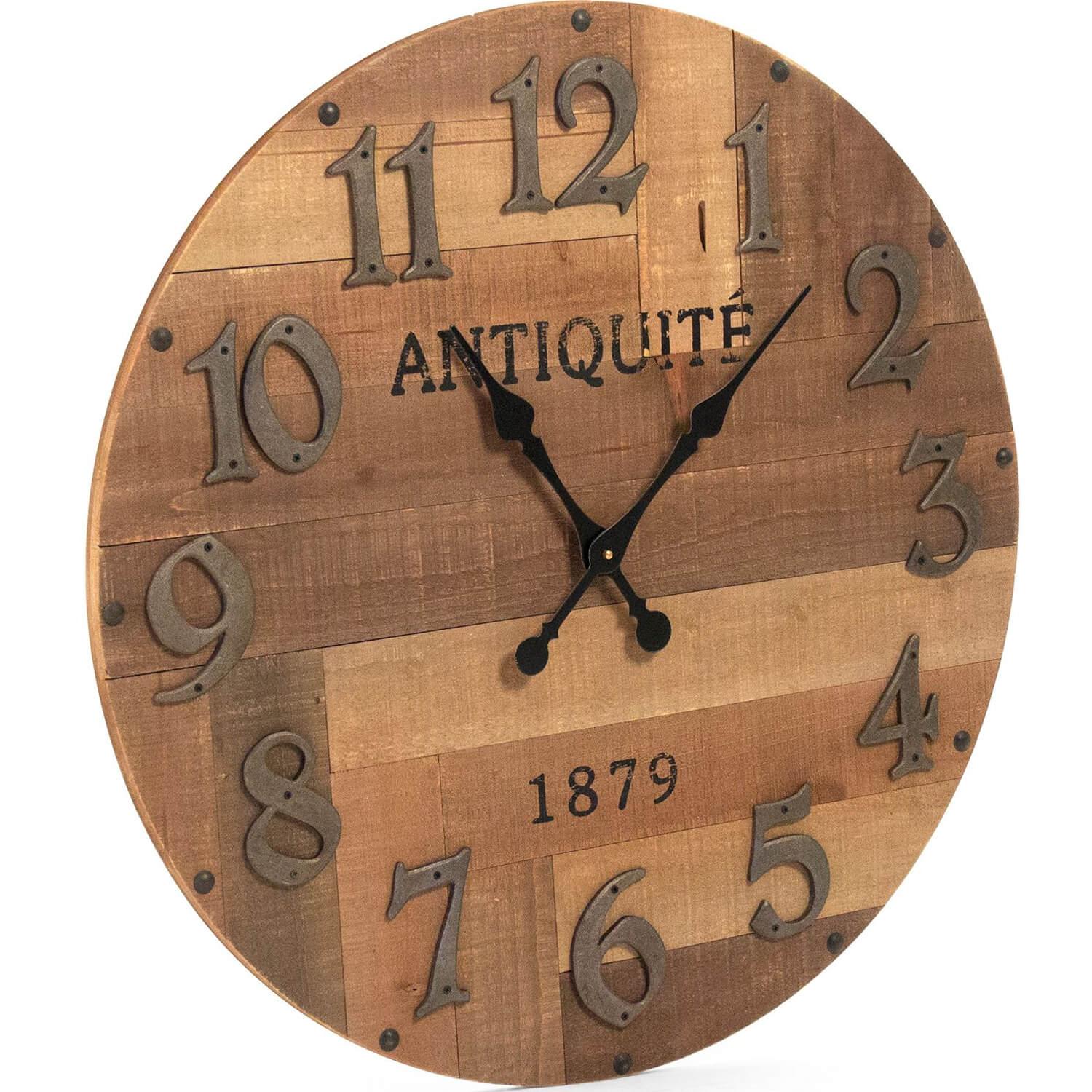 Large Rustic Plank Wood Wall Clock - Belle Escape