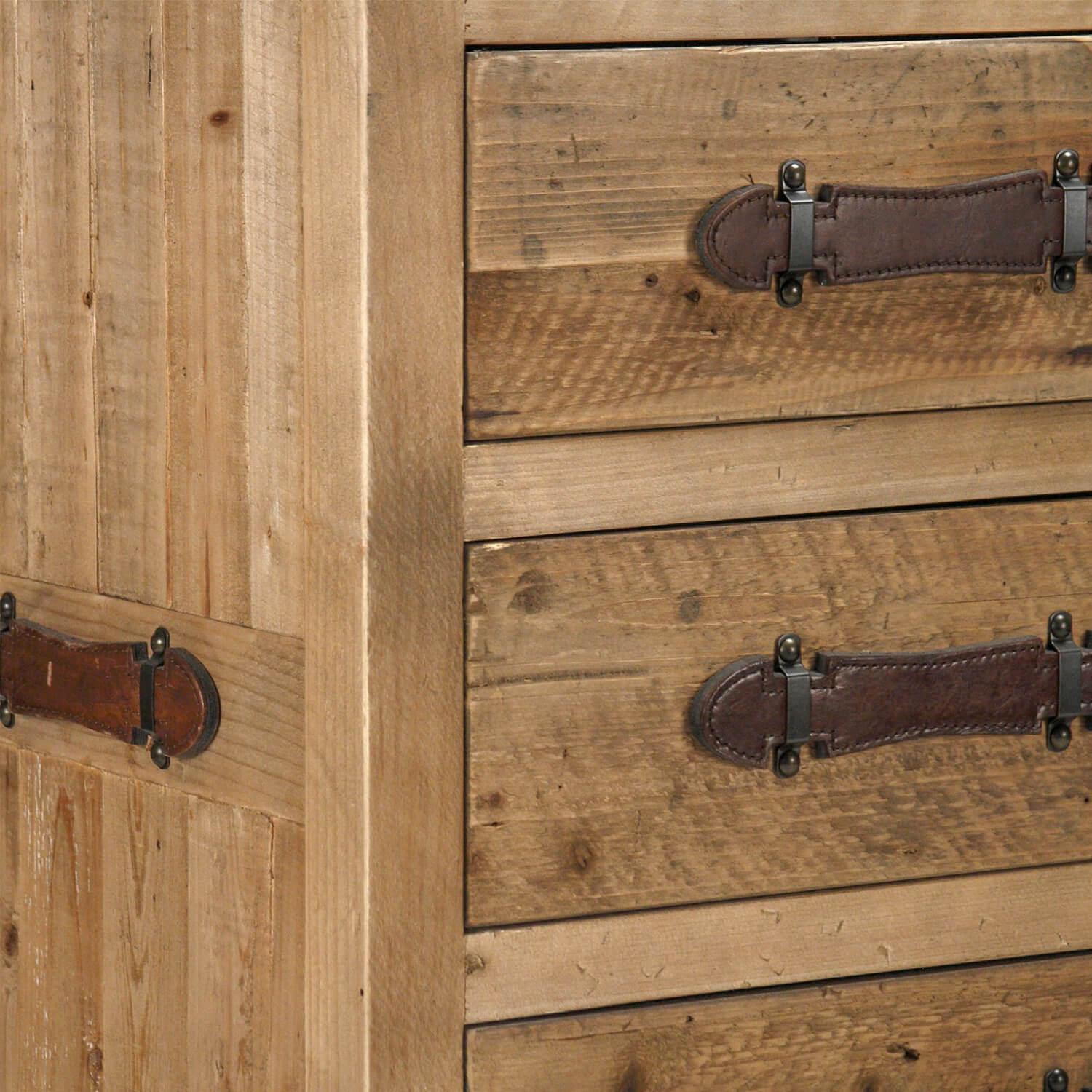 Leather Handled Wood Chest | Rustic Dresser Leather Handled Wood Chest | Rustic Dresser