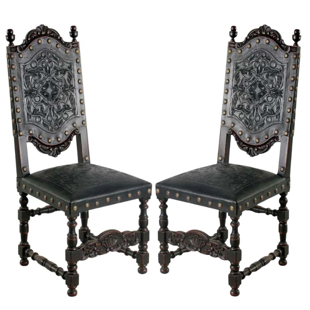 Del Rey Black Spanish Leather Chair