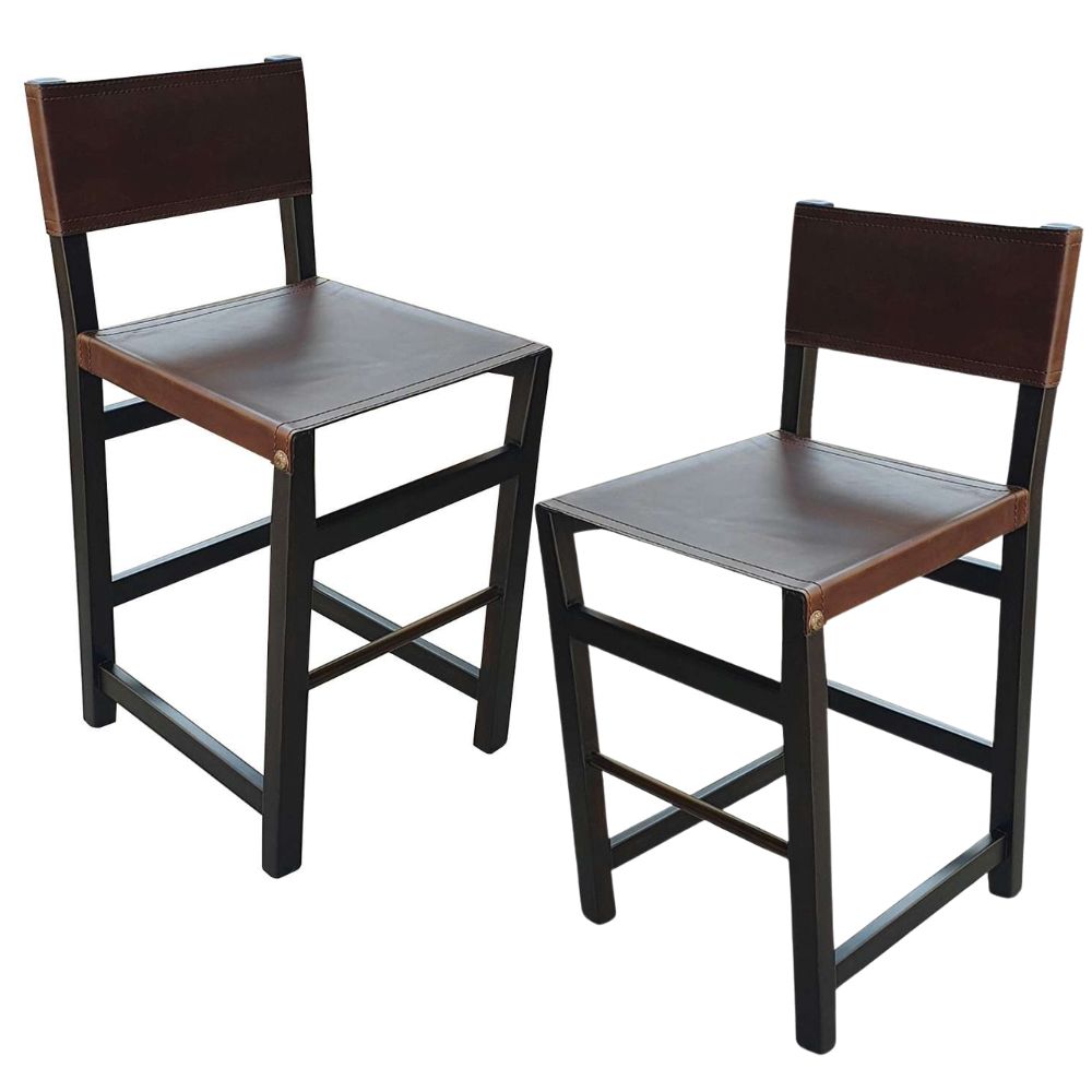 Leather Belt Back Counter Stool