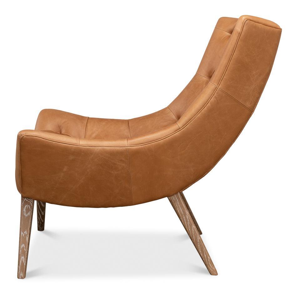 Light Brown Quilted Leather Slouch Chair - Belle Escape