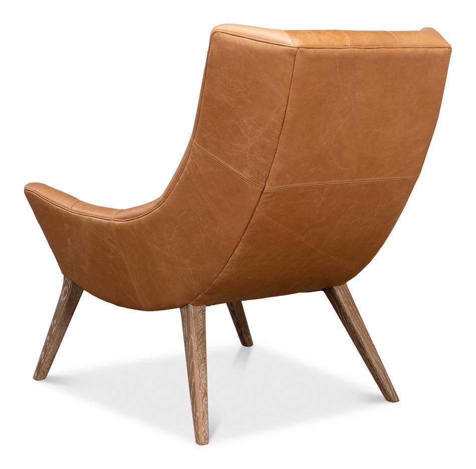 Light Brown Quilted Leather Slouch Chair - Belle Escape