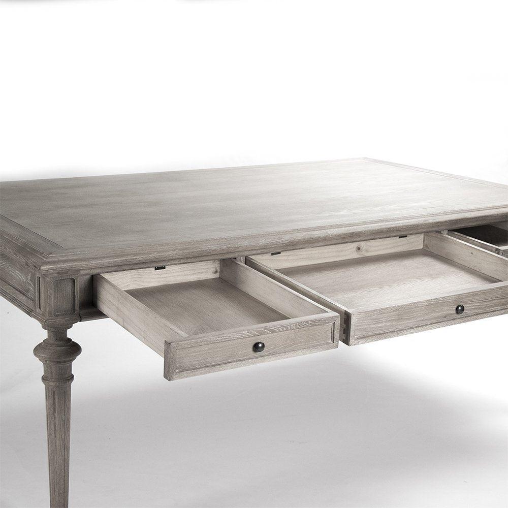 Limed Grey Oak Dining Table with Drawers - Belle Escape