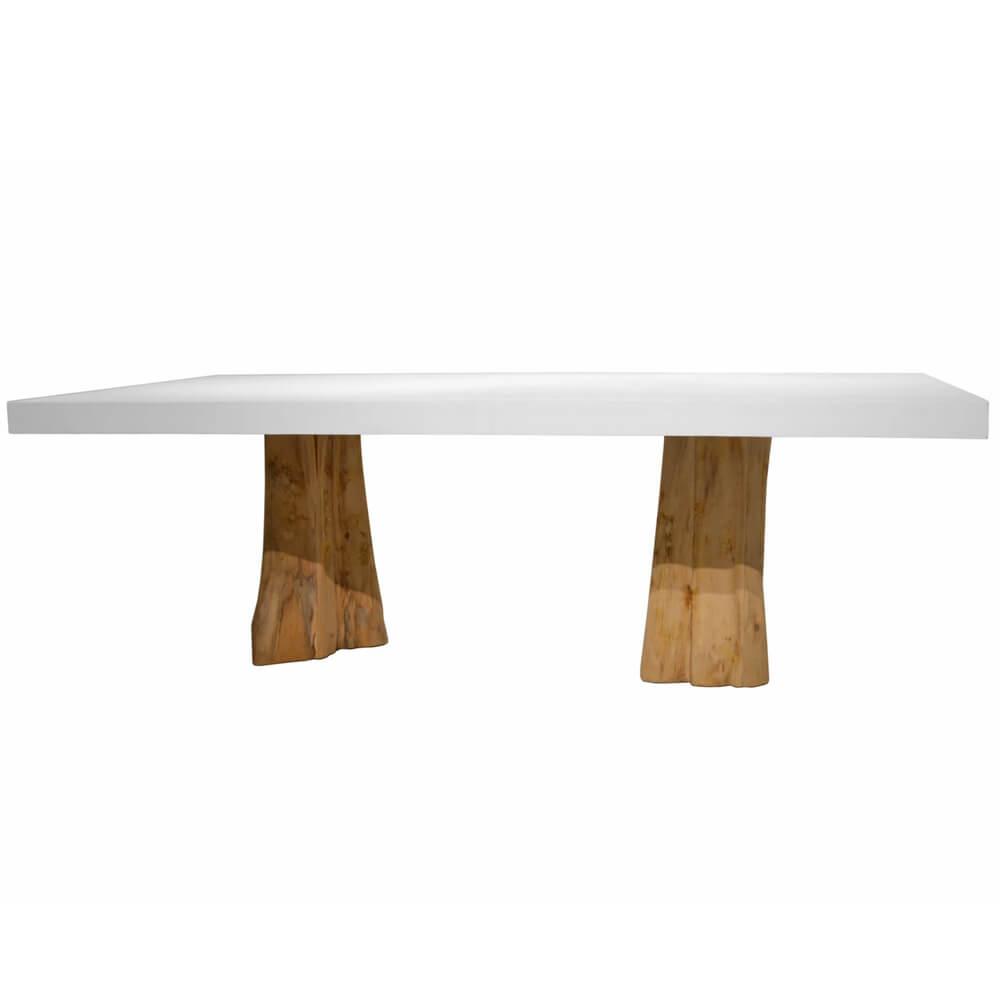 Log & Cement Outdoor Dining Table - Belle Escape