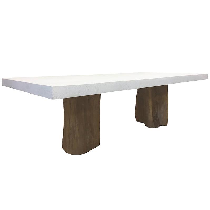 Log & Cement Outdoor Dining Table - Belle Escape