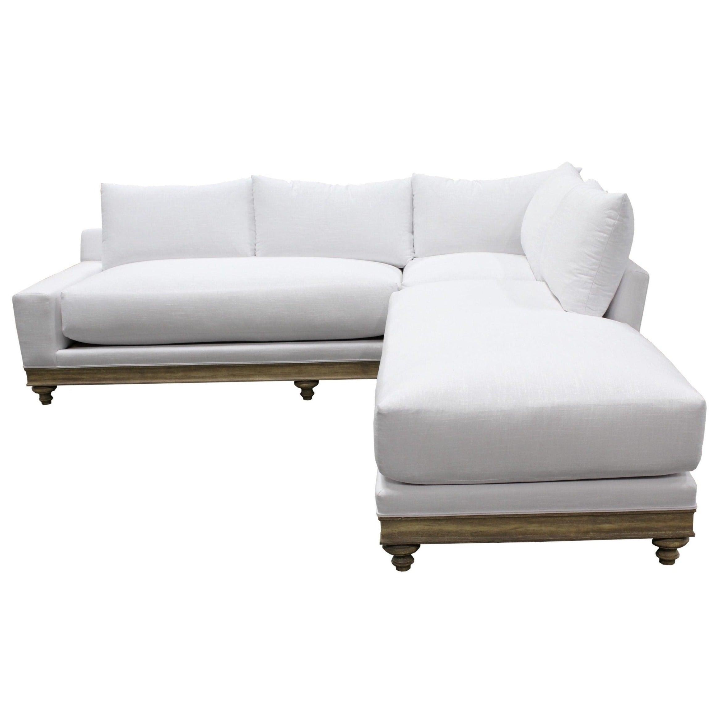 Long Wood Platform White Sectional - Belle Escape